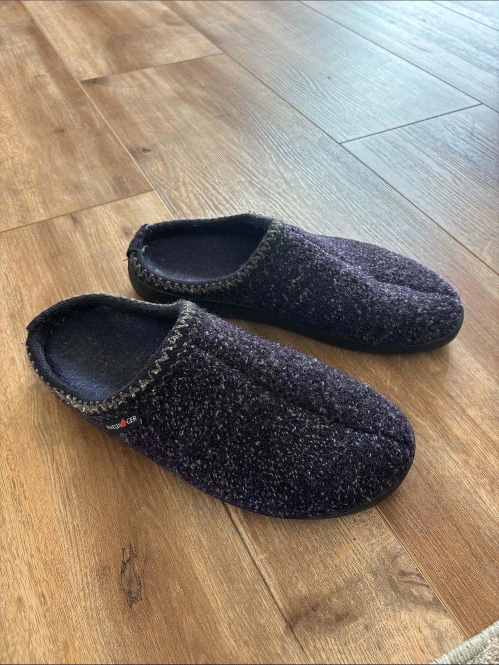 Haflinger Wool Felt Clog Slippers Navy Speckle Size 42 / US 9